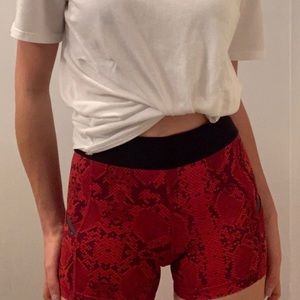 Lululemon red snakeskin biker-shorts